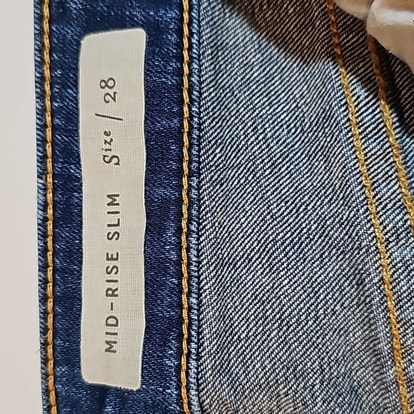 Pilcro And The Letterpress Bermuda Short Mid-Rise Slim Blue Jean Cutoff Cuff 28 - Picture 6 of 10